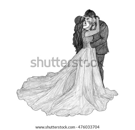 Wedding Couplebride And Groom Vector Line Icon Sign Illustration