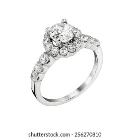 Wedding Diamond Ring isolated on white background - Shutterstock ID 256270810