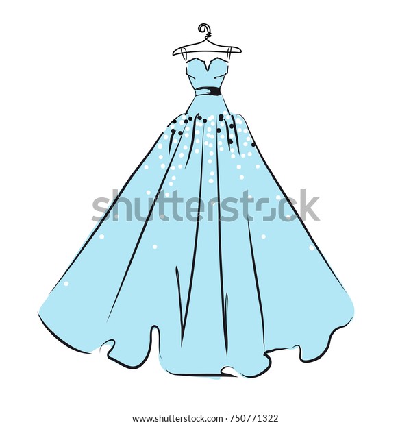Wedding Dress Design Black Blue White Stock Illustration 750771322
