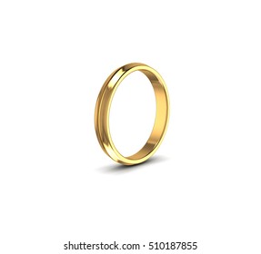 Wedding Gold Ring Isolated On White Background -3D Render