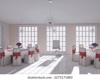 Wedding hall interior, 3d render, 3d illustration