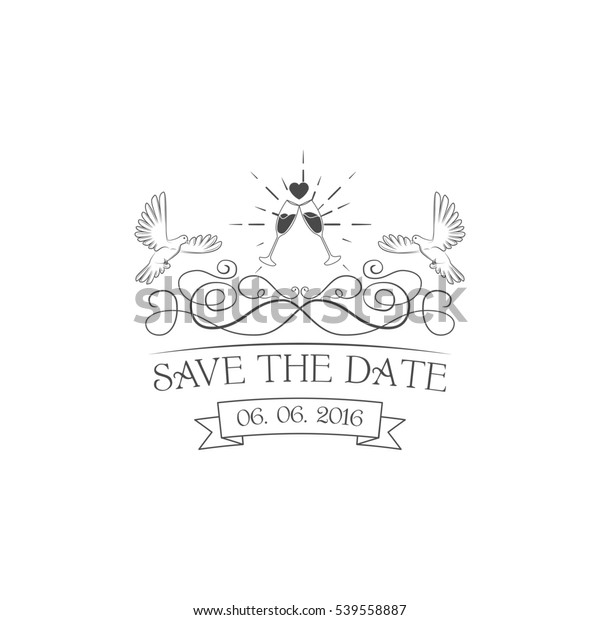Wedding invitation. Save the date.
Dove, pigeon illustration. filigree divider vintage
frame.