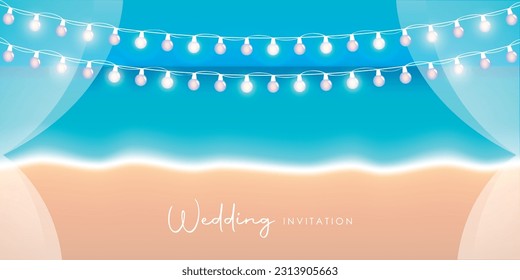 wedding invitation seascape on a beautiful beach - Powered by Shutterstock