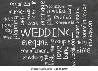 wedding on blackboard - word cloud - Powered by Shutterstock