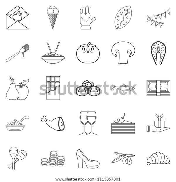 Wedding Reception Icons Set Outline Set Stock Illustration 1113857801