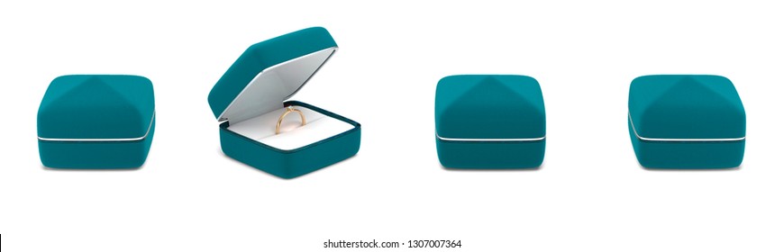 Wedding ring in a beautiful gift box. 3d render, 3D image, 3D model