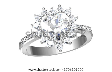Wedding ring on white background .3D rendering