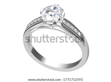 Wedding ring on white background. 3D rendering
