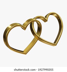 Wedding rings 3D rendering isolated on white background