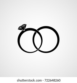 Wedding Rings Heart Silhouette On Romantic Stock Vector (Royalty Free ...