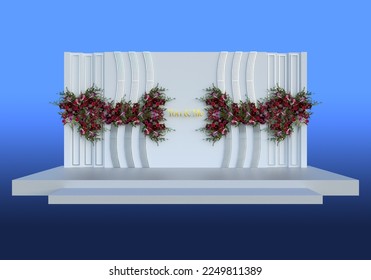 wedding stage, wedding backdrop, wedding background, wedding decor, photo booth, 3d rendering and illustrations