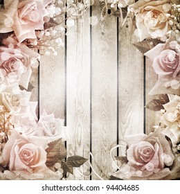 Wedding vintage romantic background with roses