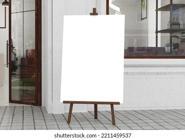 Wedding White Board, Welcome Sign Mockup , Outdoors. Greeting Template With Clipping Path. 3D Rendering.