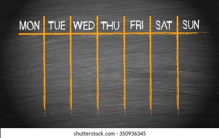 Weekly Calendar on chalkboard background