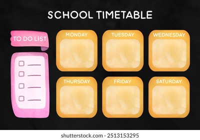 weekly or daily planner with empty copy space, school timetable, scheduler, organizer, diary template and to do list, black background - Powered by Shutterstock