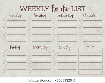 Weekly meal planner. Horizontal blank form. Old paper.  - Powered by Shutterstock