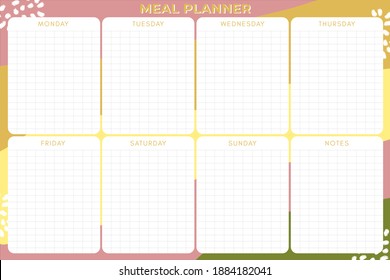 weekly meal planner schedule with abstract background  - Powered by Shutterstock