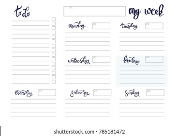 weekly planer blank template bullet journal style