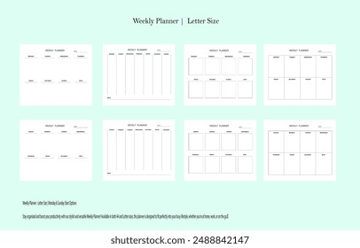 Weekly Planner - A4  Letter Size | Monday  Sunday Start Options - Powered by Shutterstock