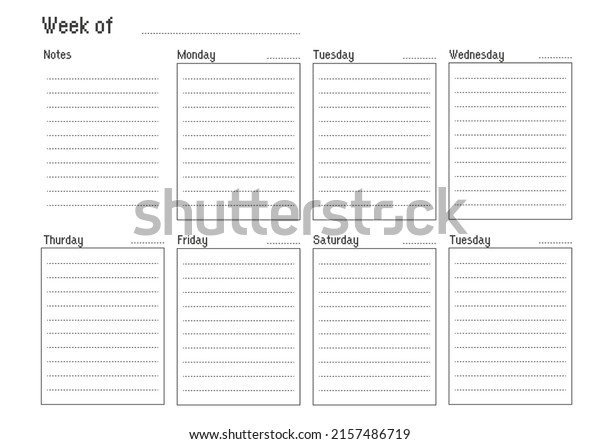 Weekly Planner A4 Pixel Style Stock Illustration 2157486719 | Shutterstock