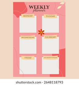 Weekly planner in abstract style vector illustration