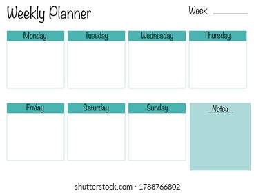 Weekly Planner Back School Work Orginiser Stock Illustration 1788766802 ...