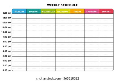 Weekly Planner Multicolored Vector Schedule Stock Vector (Royalty Free ...