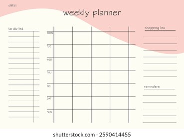 Weekly planner design illustrator for print
