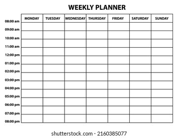 Weekly planner. Empty template. Seven days. - Powered by Shutterstock