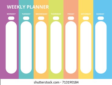 Weekly Planner For Family Or School. Write Down The Different Activities Every Week And, Above All, Do Not Neglect Anything.
