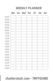 Weekly Planner Grid Blank Layout A4 Stock Illustration 789742480 ...