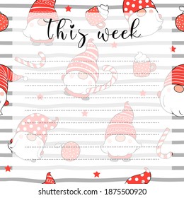 Weekly planner note pad or sticky note for digital planners, journal and printable papers - Happy Gnome Planner Collection 