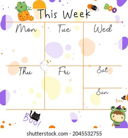Weekly Planner - Printable notepad or sticky note for digital papers, journal and printable planners - Happy Halloween Planner Collection