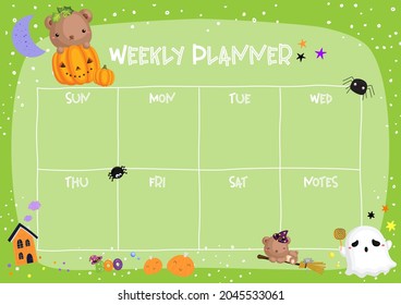 Weekly Planner - Printable notepad or sticky note for digital papers, journal and printable planners - Happy Halloween Planner Collection