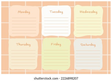 Weekly planner for you, use it to fart, make plans, notes, if you forget, no you don't forget.
Illustrations designed with beautiful colors, cute patterns. - Powered by Shutterstock