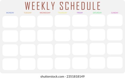 Weekly routine chart. Weekly schedule. Personalized kids routines