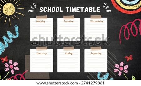 Weekly School Timetable Template On Blackboard Background