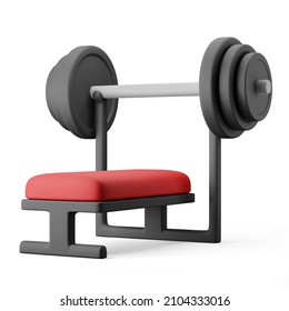 weight lifting exercise bench press with heavy barbell 3d icon 3d illustration gym equipment fitness theme