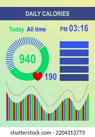 Weight Loss Application Counting Steps And Calories Intake. Illustration