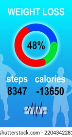 Weight Loss Application Counting Steps And Calories Intake. Illustration