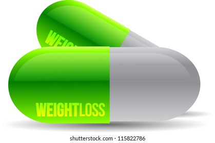 Weight Loss Green Pills Illustration Design Over White