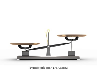 Weight-lifting Scale With An Imbalance On A White Background. Side View. With Copyspace. 3d Rendering