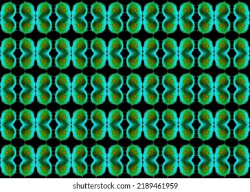 Weird green and black small scale seamless repeating pattern with orange accents.