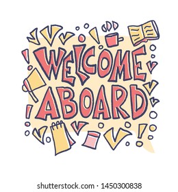 Welcome Aboard Card Template Hand Drawn Stock Illustration 1448781347 ...