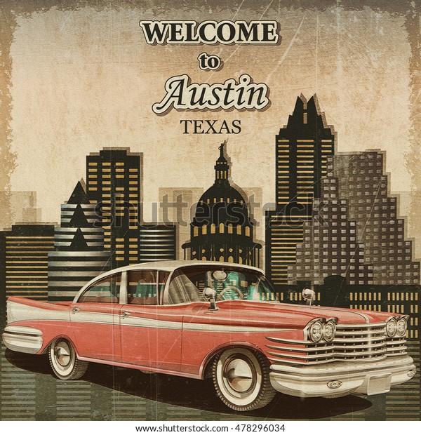 Welcome to Austin retro\
poster.
