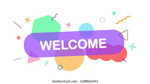 Welcome Banner Colorful Transparent Shapes Lines Stock Illustration ...