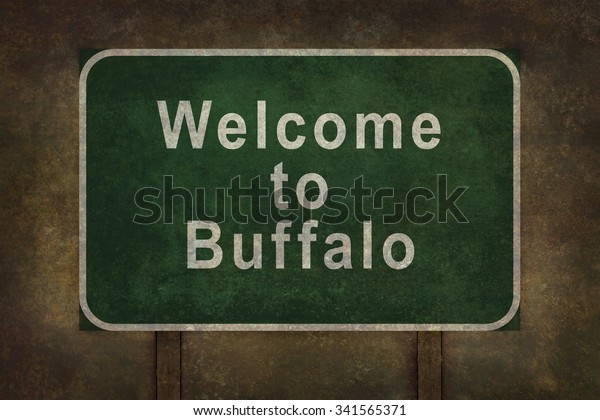 Buffalo Road Sign Illustration Distressed Stock Illustration