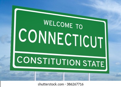Welcome to Connecticut state concept on road sign