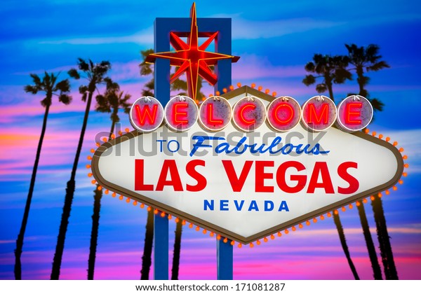 Welcome Fabulous Las Vegas Sign Sunset Stock Illustration 171081287 ...