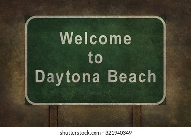 Welcome to Florida road sign illustration with distressed ominous background
